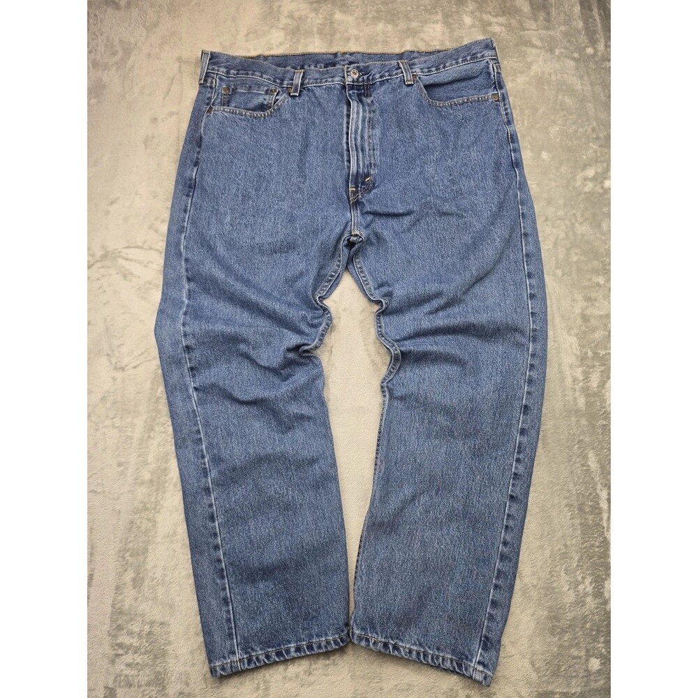 Levis 505 Regular Fit Jeans Mens 42x30 Blue Denim Straight Leg Medium Wash Pants
